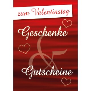Poster Plakat  - zum Valentinstag -  Geschenke & Gutscheine
