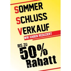 Poster Plakat - SSV bis zu 50% Rabatt - Gelb