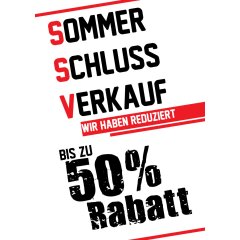 Poster Plakat - SSV bis zu 50% Rabatt - Weiß DIN A2...