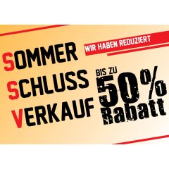 Poster Plakat - SSV bis zu 50% Rabatt - Orange im Querformat