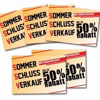 Poster Plakat - SSV bis zu 50% Rabatt - Orange im Querformat DIN A3 - 5 Stk. im Sparset