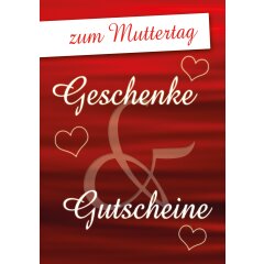 Poster Plakat - Geschenke und Gutscheine zum Muttertag...