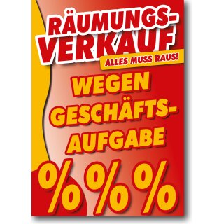Plakat  - Räumungsverkauf wegen Geschäftsaufgabe XXL - 100 x 150 cm